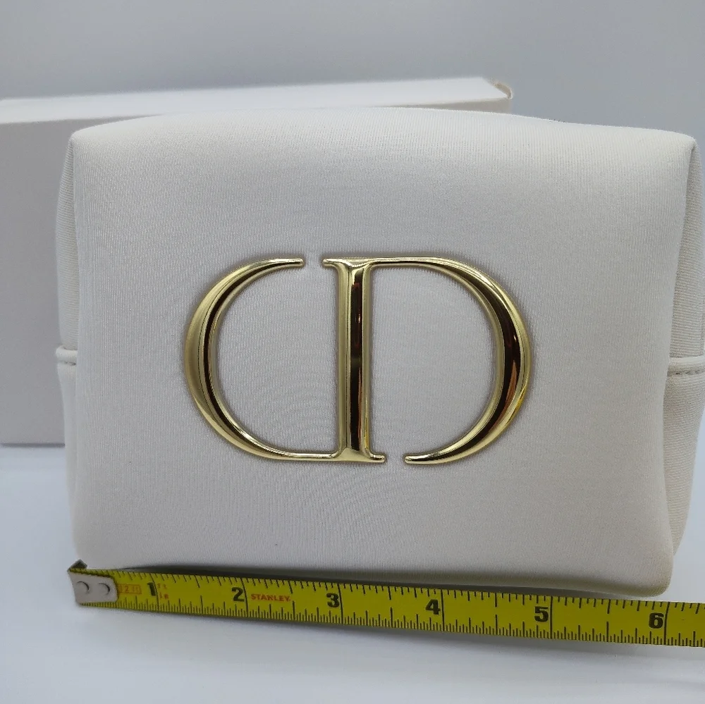 DIOR Beauté White Couture CD Pouch Gold Hardware VIP Cosmetic Bag AUTHENTIC GWP